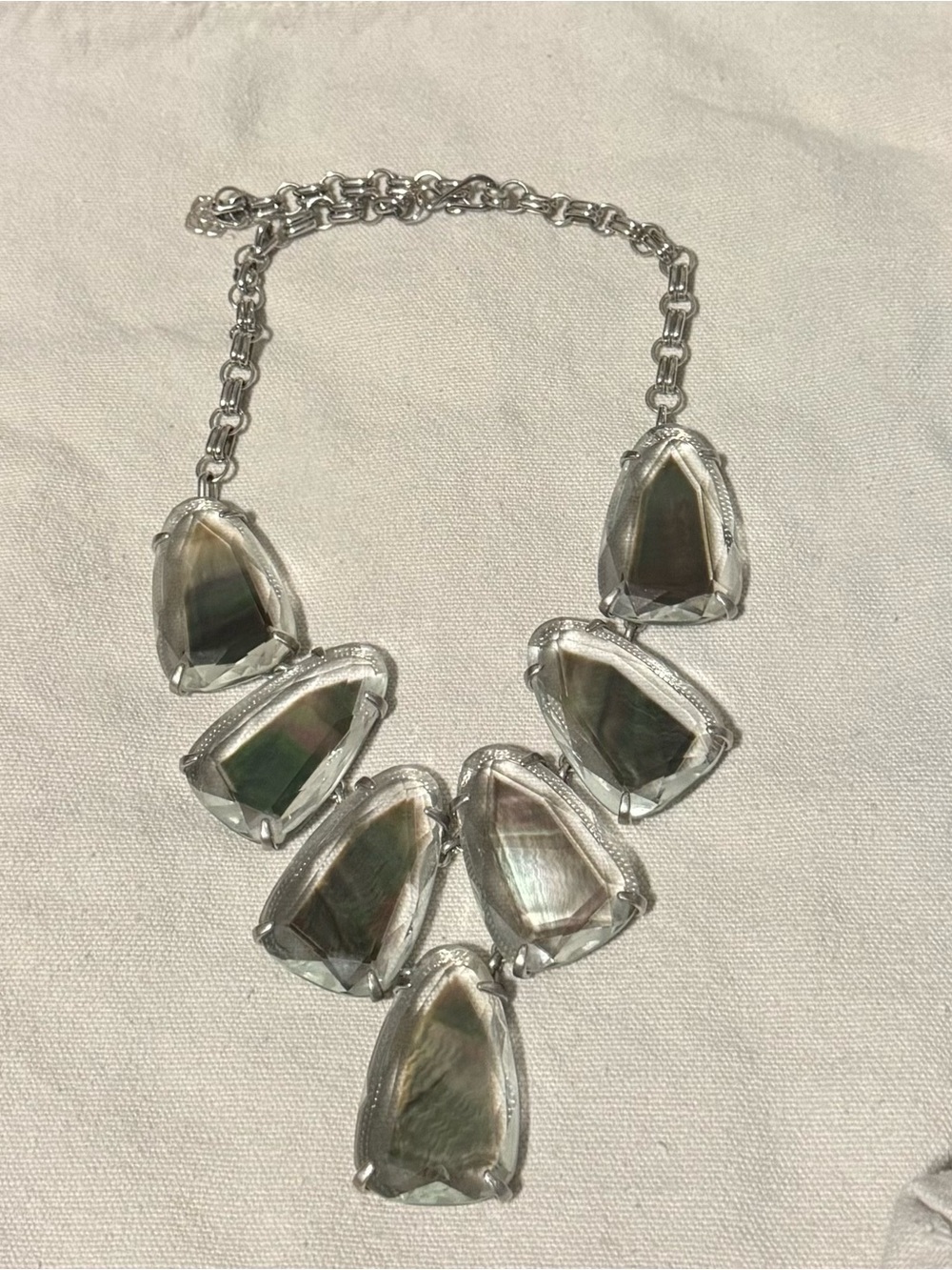Kendra Scott Silver and Black Pearl Harlow Statement Necklace